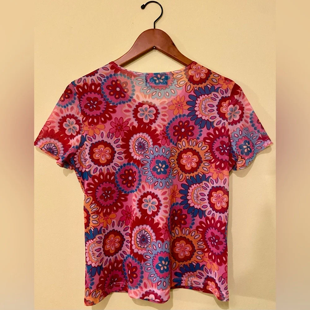 Sheer mesh floral tee - Picture 1 of 4